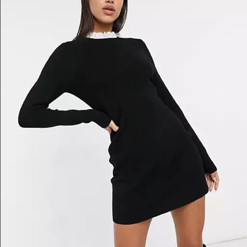 & other stories frill neck mini dress